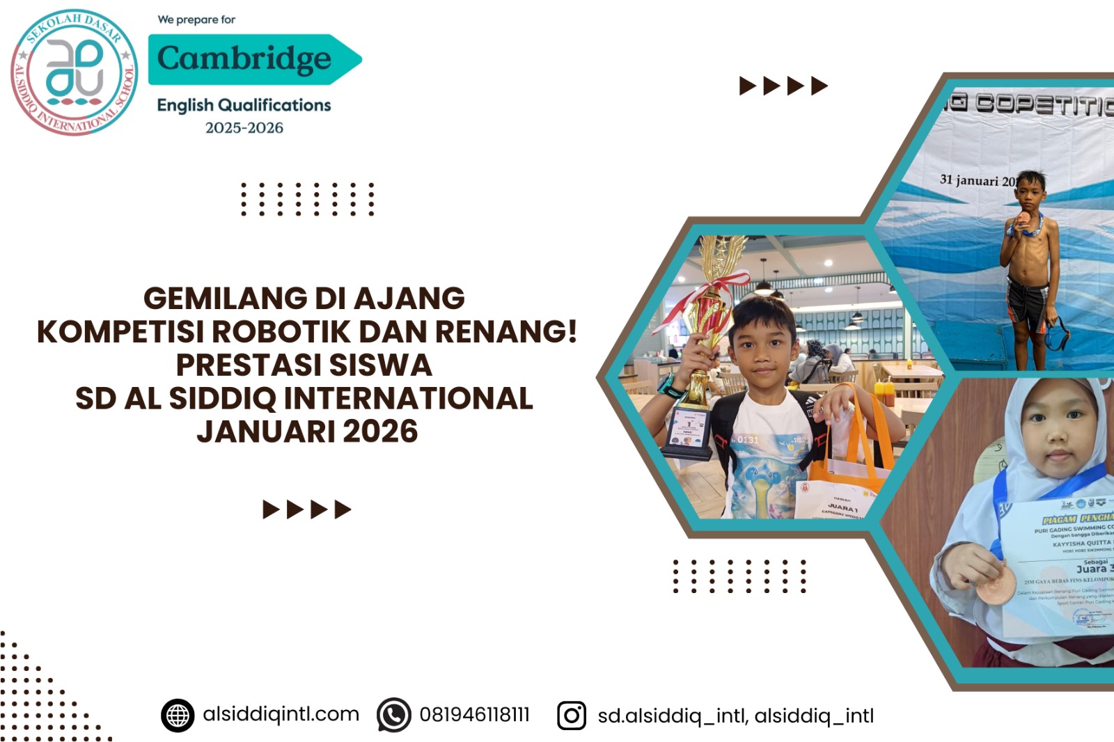 Shining in Robotics and Swimming Competitions! Achievements of Al Siddiq International Primary Students – January 2026
